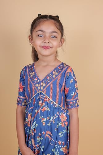 Image of TAGAS Girls Girls V Neck Kurti With Plazo Set | Traditional Girls Ethnic Wear|Ethnic Wear for girls|