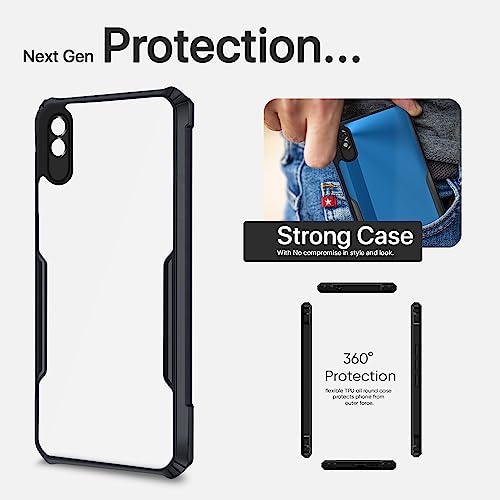 Image of Pikkme Plastic Mi Redmi 9A / 9i / 9A Sport Back Cover Crystal Clear Transparent Back Ultra Hybrid Full Camera Protection Raised Edge TPU Bumper Back Cover for Mi Redmi 9A / 9i / 9A Sport (Black)