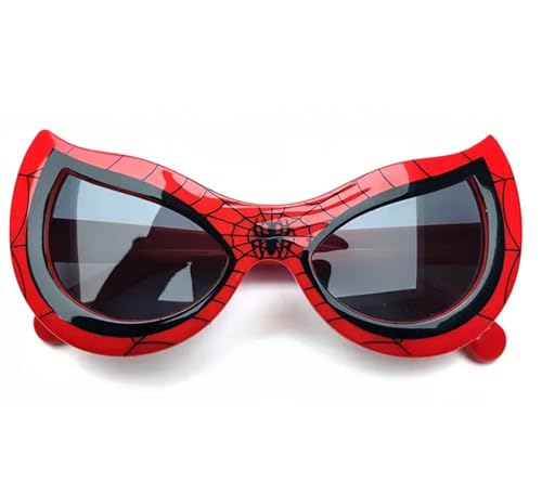 Rawan Fresh Red Web-Themed Sunglasses Fun Superhero-Style UV Protection Glasses for Kids Teens & Adults Cool Costume Accessory for Dress-Up & Parties