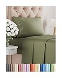CGK Unlimited Twin XL Sheet Set - 3 Piece - Fits College Dorm Rooms - Hotel Luxury Bed Sheets - Extra Soft - Deep Pockets - Easy Fit - Breathable & Cooling - Sage Green Bed Sheets - Twins