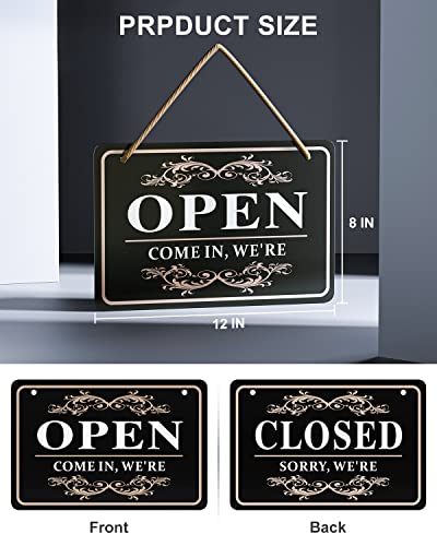 Open Signs For Business - (All Aluminium), Double Sided Open Closed Sign, 8X12Inch Open Or Closed Store Hangtags, High-Definition Printing, No Fading #TOP3