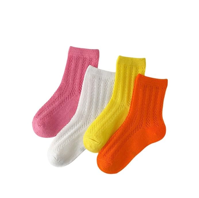 Genérico Calcetines Altos NiñA,Calcetines para BebéS Calcetines De Piso Calcetines De Verano Calcetines De Dibujos Animados Finos Transpirables Moda De Dibujos Animados De OtoñO 4 Piezas