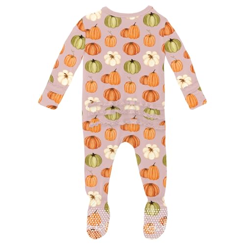 KicKee Print Muffin Ruffle Footie with Zipper, Soft Sleepwear, One-Piece Girl Clothes2