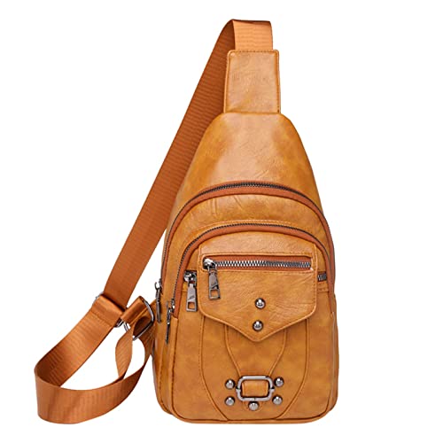 Bolso bandolera para mujer, de piel suave, de gran capacidad, estilo retro, bolsa de viaje, bolsa de mensajero para ropa, amarillo, Talla única
