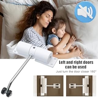 Molla Chiudiporta Automatico, Regolabile Chiudi Porta Porte Interne, Acciaio Inossidabile Chiudiporta con Leva di Regolazione, Molla per Porta da 30kg per Casa e Ufficio, Facile da installare