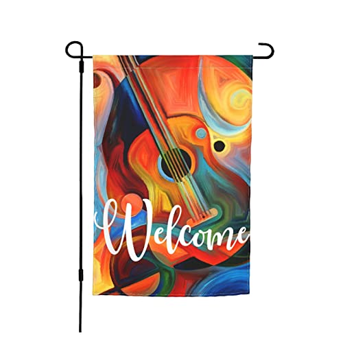 Guitar Music And Rhythm Print Garden Flags Premium Abstract Chic Design Oil Painting Yard Flag Holiday Party Flag Outdoor Farmhouse Decor Home Porch Flags 12 X 18Inch #TOP4