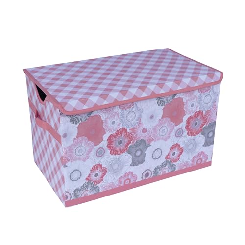Bacati - Toy Chest Watercolor Flowers Coral/Grey