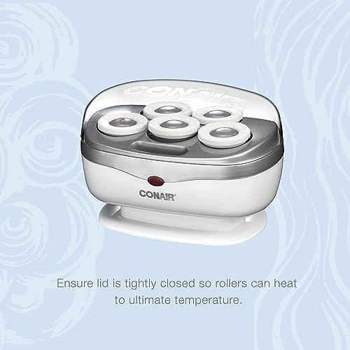 Image of Conair Double Ceramic Hot Rollers for Long,Medium & Short Hair,5 Ceramic Flocked 1-Inch Heated Hair Rollers with Clips,Hot Curlers for Women,Volume & Curls,Dual Voltage,Pink /White,(Pack of 6)