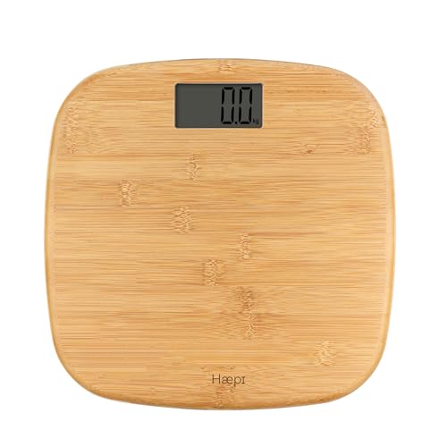 Haepi- Pèse Personnes En Bambou- Balance Avec Plateau, Grand Ecran Et Grand Affichage- Design Et Précis- Surface En Bambou Doux -Capacité Maximale De 180kg-...