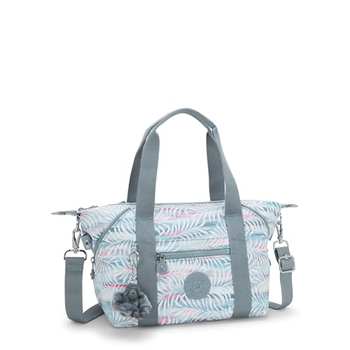 Image of Kipling womens Art Solid Mini Handbag, Cotton Indigo, Palmtree Leaves, 15.25''L x 8.25''H x 7.25''D, Kipling Women's Art Mini Prt Tote Bag