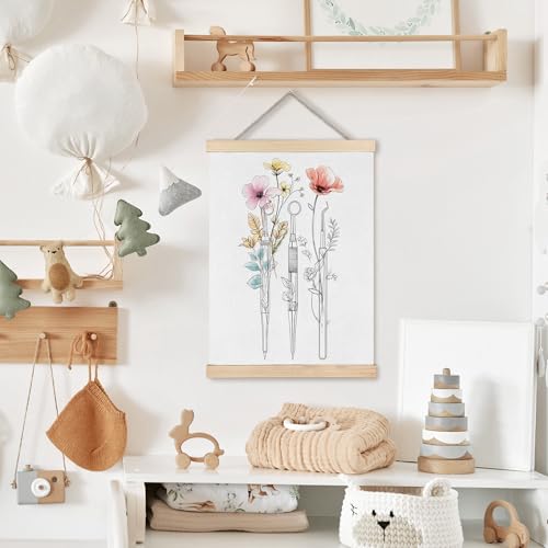 Image of PQKIY Dentist Dental Office Decor Wall Art Poster Hanger Frame 12x16 in, Floral Dentistry Medical Wall Decor Canvas Prints for Dentist Clinic Room Dental Assistant Hygienist Office