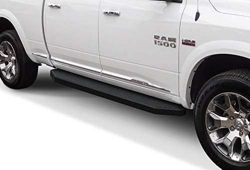 APS Black Running Boards Style Compatible with Ram 1500 2009-2018 Crew Cab & Ram 2500 3500 2010-2024 (Nerf Bars Steps) 6in Wide Stainless Steel