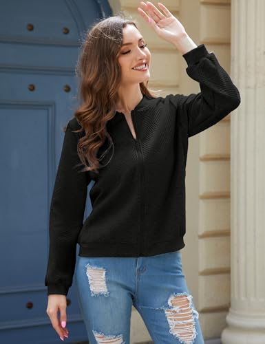 Womens Long Sleeve Zip Up Sweatshirts Jackets Full Zipper Lightweight Jacket Casual Loose Outwear Coat4