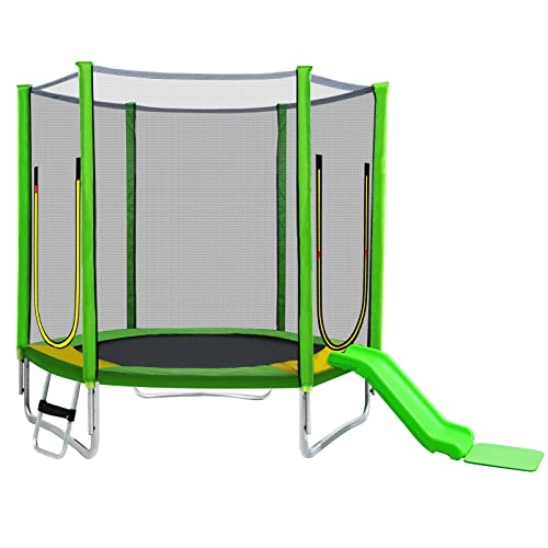 JINTAOMA Trampolin Outdoor,kindertrampolin, mit stabilen U-Beinen, außenliegendem Netz, Sprungtuch und Leiter sowie Extra-Zubehör Cover