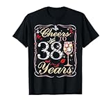cheers to 38 fabulous since 1988 38th birthday women girls maglietta