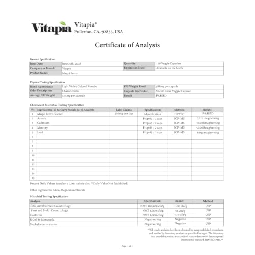 Vitapia Maqui Berry 1000mg Capsules