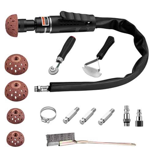 EYPINS Air Tire Patch Tools Kit - Speed Adjustable 0-2500RPM Pneumatic Polish Buffer Repair Vehicles Tires with 4pcs Tungsten Alloy Grinding Heads (40mm/55mm) High-Precision Quiet Portable