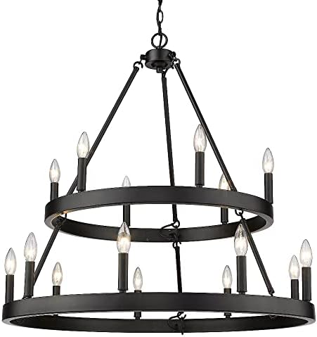 Golden Lighting 1017-69 BLK Alastair Chandelier, 15 Light, Matte Black