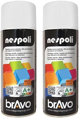 NESPOLI Aérosol peinture professionnelle blanc neige mat 400 ml (Lot de 2)