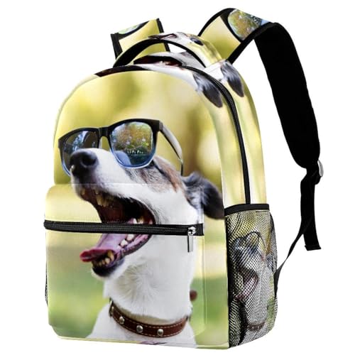 Sac à dos pour ordinateur portable à motif chien rigolo grand format unisexe multicolore
