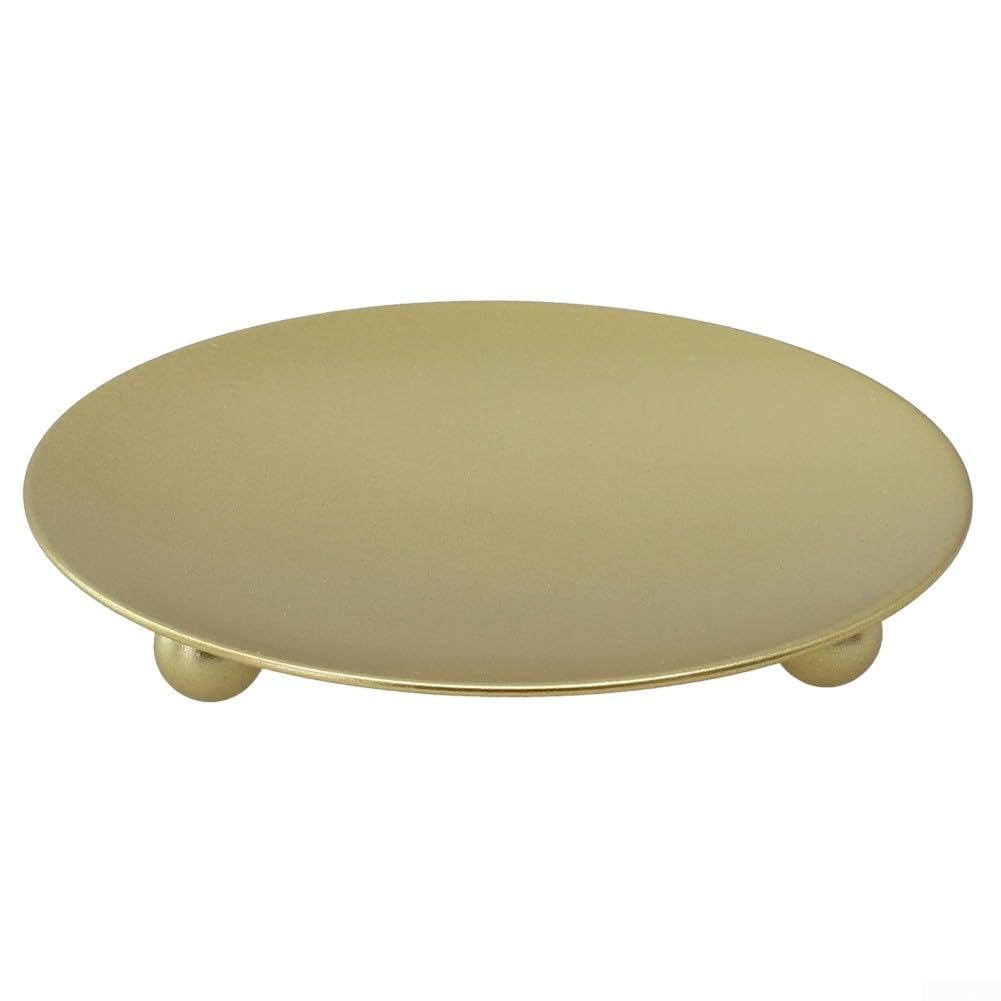 Iron Plate Candle Holder Pillar, 7/11cm Diameter Candle Stand Tray for Home Wedding Party Decoration(Gold 7CM)