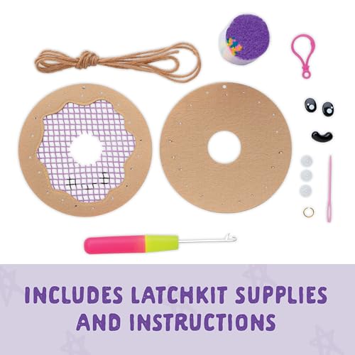 Image of LatchKits Mini Donut - Latch Hook Kits for Kids, Arts and Crafts, Yarn Art, Kids Crafts, Toys for Girls, Birthday Gift for Girls, Easy to Follow Patten, Hook Included, Craft Kits, Ages 6+