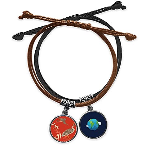 Pulsera de cuero hecha a mano Otoño Rojo de la Cultura Japonesa con detalles artesanales