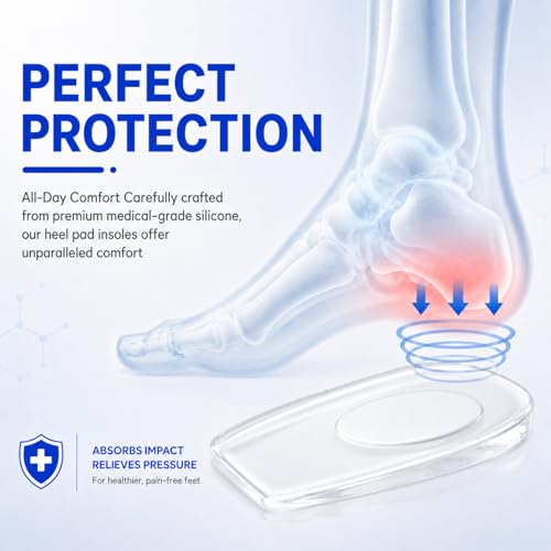 Image of 2 Pairs Heel Cushion Inserts for Women & Men,Heel Cups for Heel Pain Relief,Soft Gel Heel Pads for Shoes, Shock Absorbing Heel Support,Pressure Reduction