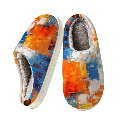 Painting House Slippers for Women & Men Fuzzy Casual Indoor Outdoor Shoes