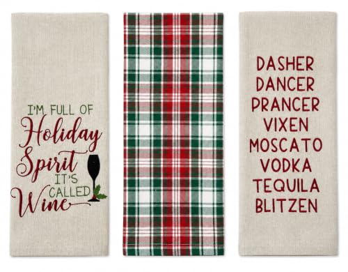 Christmas Holiday Kitchen Hand Dish Tea Towels, Winter Funny Drinking Humor