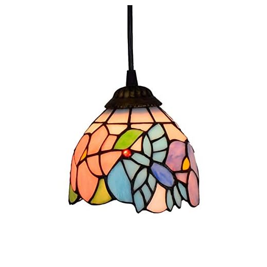 Tiffany stil glas ljuskrona 6"Tiffany stil liten pnedent lampa kolibri glas hänge ljus tak hängande lampa fixtur skugga, för matsal kök ö sovrum, e26 / e27