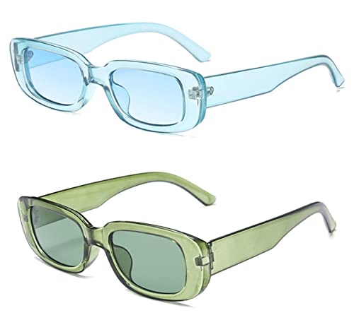 Image of IKANOO Retro Rectangle Sunglasses for Women Men Small Square Frame Trendy Y2K 90's Black Sunglasses