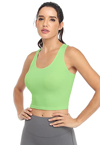 Image of Joviren Crop Tank Tops for Women Workout Cropped Athletic Shirts | 4 Pack Cotton Racerback Yoga Tops