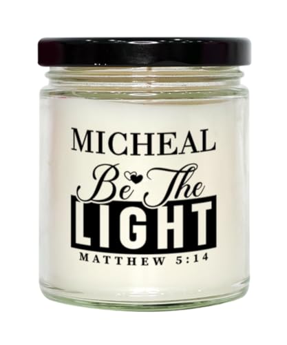 Bible Verse for Micheal Candle,Christmas Gifts for Micheal Be The Light Mattew 5:14 Gifts for Women Coworker Micheal Name Birthday Candle Christmas Gifts, Housewarming, Soy Wax, Scented, Decor