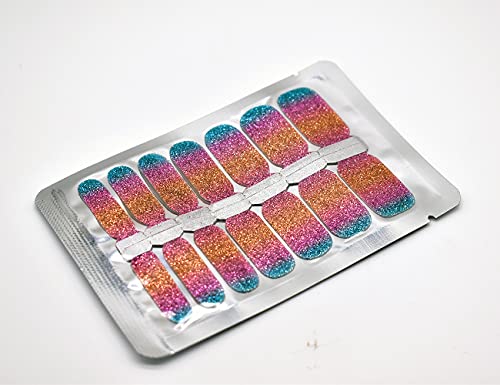Bornbeauty Nail Polish Stickers 3 Sheets Waterproof Adhesive Press On Nail Strips Gradient Glitter Blue Red Silver Color For Women Diy Manicure Decoration #TOP5