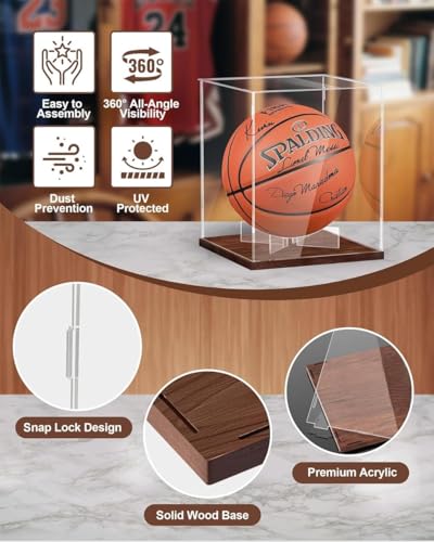 Image of DIY 7x7x7 Inch Acrylic Display Case for Collectibles | Clear Self-Assemble Display Box with Wooden Base | Dustproof Storage for Action Figures, Toys, Memorabilia & Home Decor