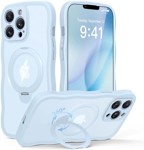 for iPhone 13 Pro Max Case with 360° Spin Magnetic Stand, Baby Blue