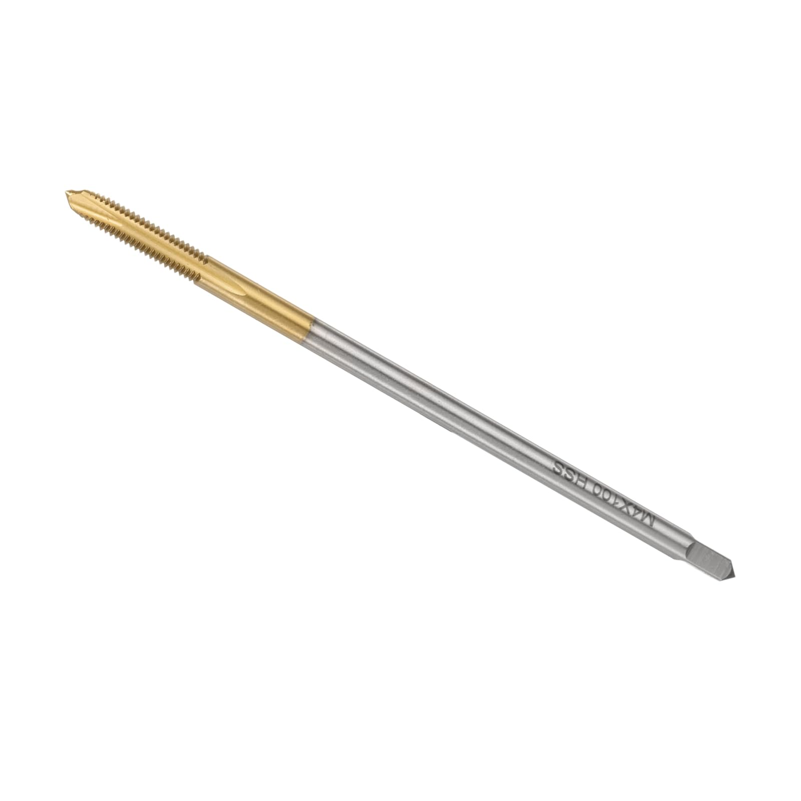 QUARKZMAN M4 x 0.7 H2 Metric Spiral Point Thread Tap, 100mm (4") Extra Long Screw Tap Threading Tapping Tool, Titanium Coated 6542 High Speed Steel Machine Taps Tapping Bit