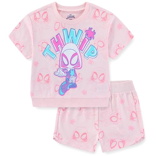 Marvel Spider-Gwen Ghost Spider Girls Short Sleeve T-Shirt and Shorts Set for Toddler to Big Kids