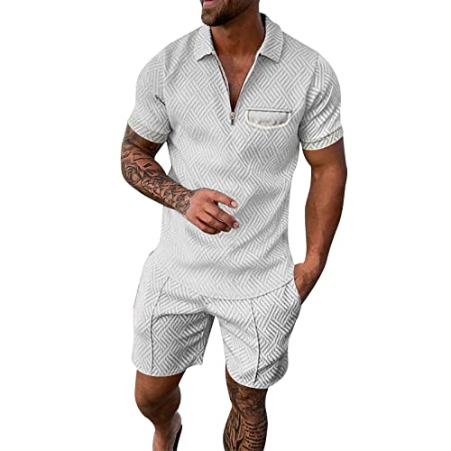 YIzdegg Survêtement d'été léger pour homme - Style thaïlandais - Survêtement de jogging avec polo et bermuda - Survêtement d'affaires - Sport -...