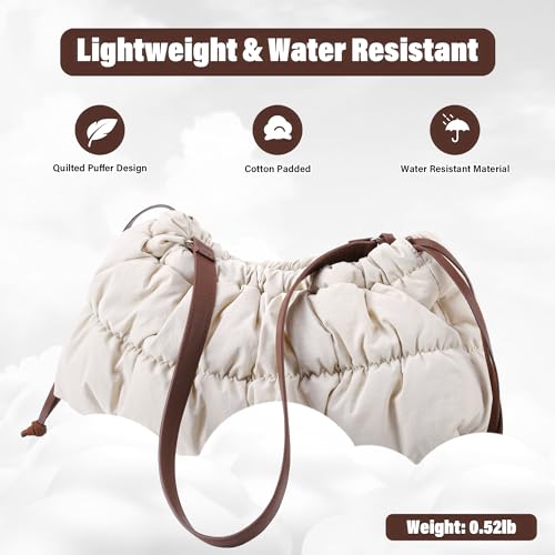 Image of Puffer Shoulder Bag for Women, Puffy Quilted Purses Hobo Bag Lightweight Small Shoulder Handbag