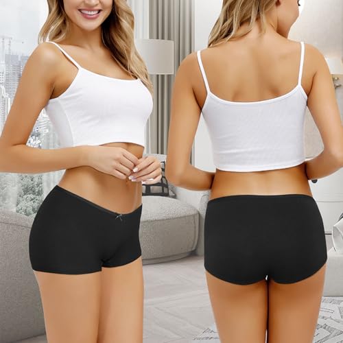 Image of Allxwek Womens Cotton Underwear Boy Shorts for Women Stretch Comfort Boxer Briefs Ladies Knot Panties 3 /6 3901