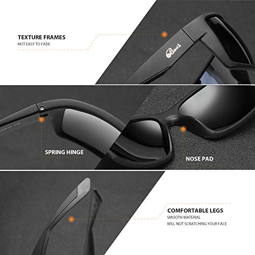 Óculos de sol Bevi Sports lentes polarizadas/armação TR 90 com dobradiças de mola para homens e mulh