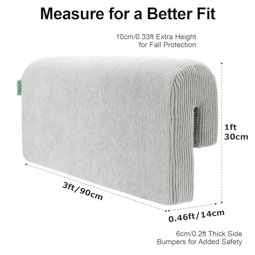 Image of AEOCOO Bed Rail Bumpers Protector, Size 3 Ft, Bed Rail Height Extender Anti-Bump Bed Rails Protector, Loft Beds and Bunk Beds Bumpers Protector Fall Prevention, Grey