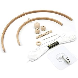 INTVN DIY Houten Mobiele Frame voor Ambachten Natuurlijke Hout Mobiele Hanger Mobiele Kit Houten Kralen Windklokken Bell…