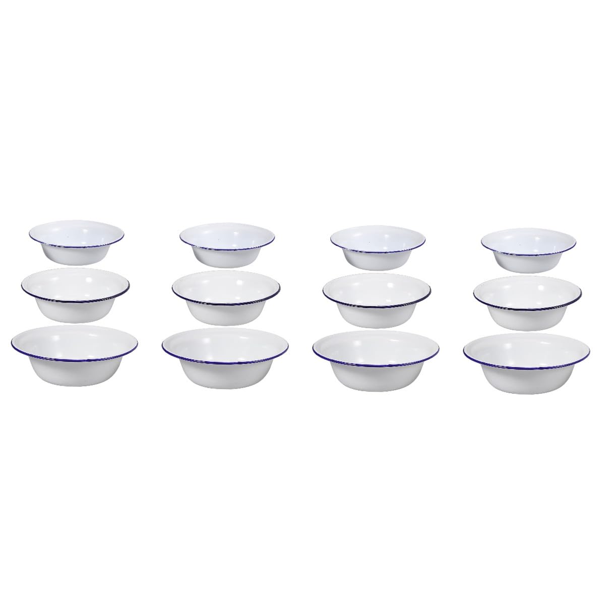 MAGICLULU 12 Pièces Ensemble De Lavabos En Émail Bols Gigognes En Émail Bols De Cuisine Bol De Riz En Émail Bol De Pâtes Grands Bols à Soupe Bol De Soupe Saladier En Émail Bols Pho Blanche