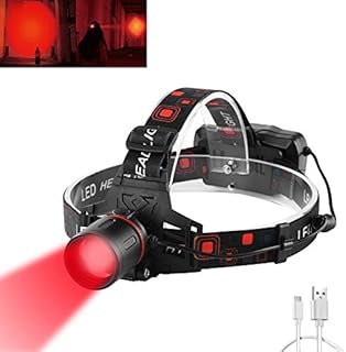 WESLITE Red Head Torch Rechargeable, LED Headlamp with Red Light Hunting Headlight Red Beam Head Torches Zoomable 3 Modes for Astronomy Photography Fishing Night Observation
