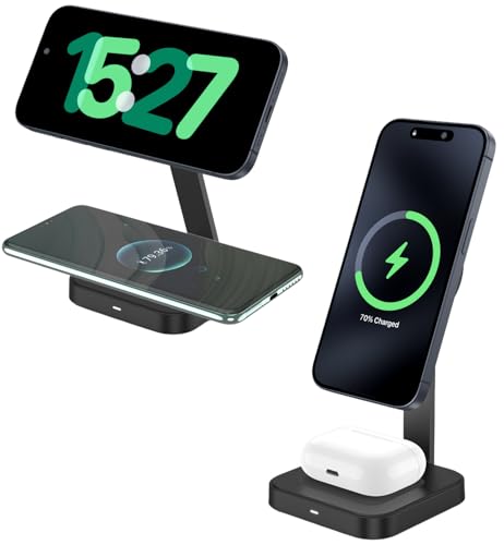 Fast Wireless Charger(Stand) for iPhone 17 16 15 14 13 12 Series, Charging Station for AirPods Pro...
