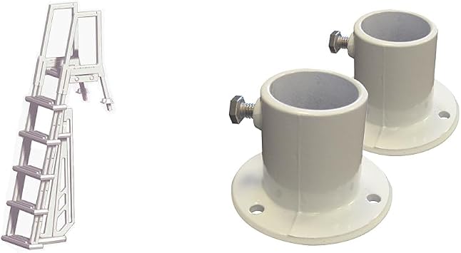 Blue Wave Heavy Duty 5-Tread 48-54" in-Pool Ladder with Aluminum 3.5" Deck Flanges for Above Ground Pool, Pair