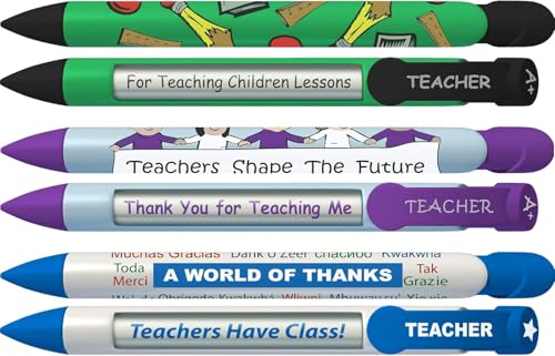 Greeting Pen Teacher Appreciation Trio Rotating Message Pen Set - Inspirational Pens for Teachers with 4 Uplifting Messages Per Pen - A Thoughtful Thank You Gift for Teachers - 6 Count - Assorted